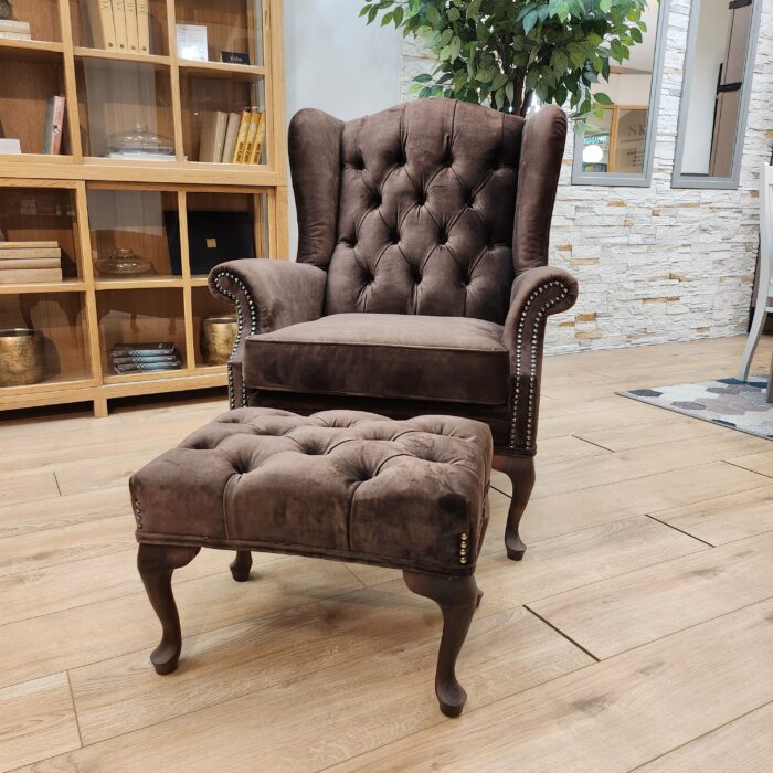 York armchair with footstool - Image 2