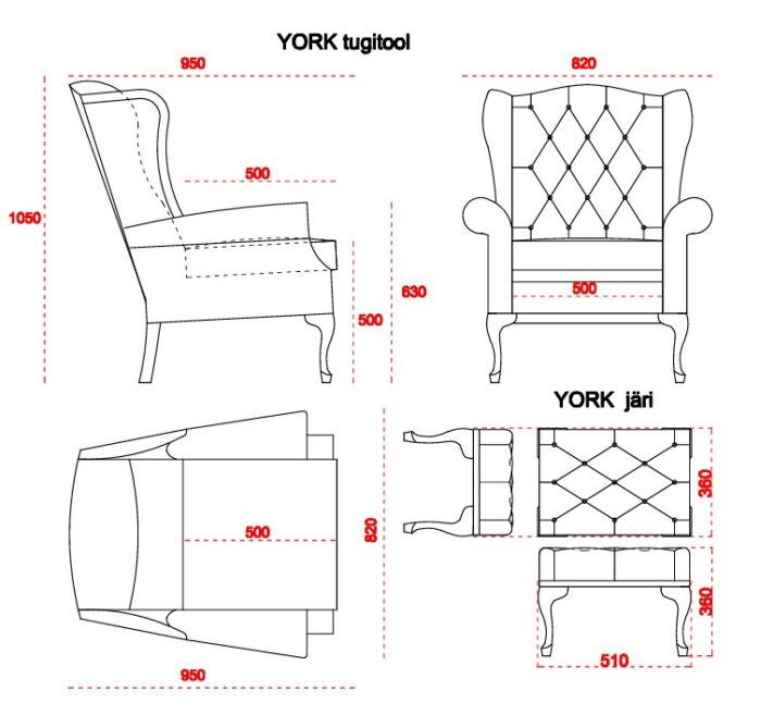 York armchair with footstool - Image 4