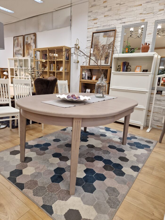 Skano round dining table 120 x 120 (with extensions 120 x 175) woodwash